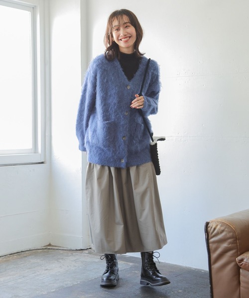 niko and...（ニコアンド）の「モンスターブラッシュVネックカーディガン（カーディガン/ボレロ・レディース・ブルー/ピンク/グレー/アイボリー・BIG(L)/MEDIUM）」の15枚目の写真