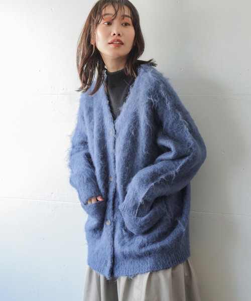 niko and...（ニコアンド）の「モンスターブラッシュVネックカーディガン（カーディガン/ボレロ・レディース・ブルー/ピンク/グレー/アイボリー・BIG(L)/MEDIUM）」の17枚目の写真