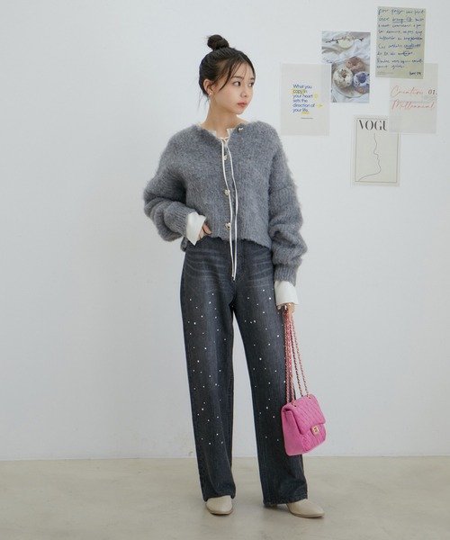 極美品☆グレースコンチネンタル　ハートビジュー釦カーディガン ハートビジューボタンカーディガン グレースコンチネンタル