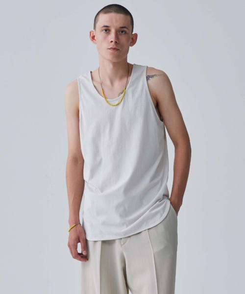 Iroquois（イロコイ）の「LAYERED LONG T/T（タンクトップ・メンズ・ライトブルー/ライトピンク/オフホワイト/ベージュ/ブラック・1/2/3）」の3枚目の写真