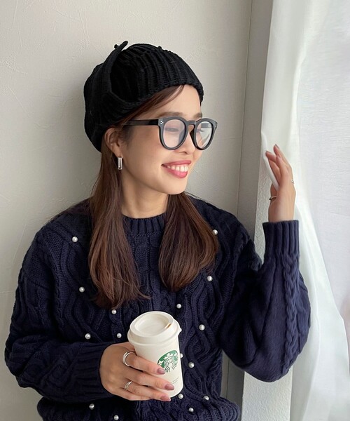 Stuart Austin（ステュアートオースティン）の「【Stuart Austin/ステュアートオースティン】リブニットフライトキャップ（ニットキャップ/ビーニー・レディース・ブラック/アイボリー/ネイビー・FREE）」の7枚目の写真