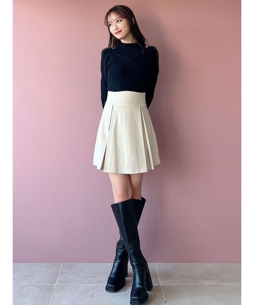 RESEXXY（リゼクシー）の「ハイウエストフレアミニスカート（スカート・レディース・ベージュ/ブラック/アイボリー・FREE）」の6枚目の写真