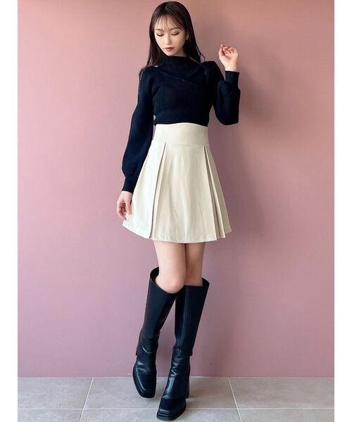 RESEXXY（リゼクシー）の「ハイウエストフレアミニスカート（スカート・レディース・ベージュ/ブラック/アイボリー・FREE）」の12枚目の写真