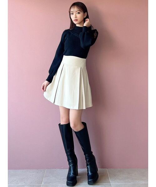 RESEXXY（リゼクシー）の「ハイウエストフレアミニスカート（スカート・レディース・ベージュ/ブラック/アイボリー・FREE）」の11枚目の写真