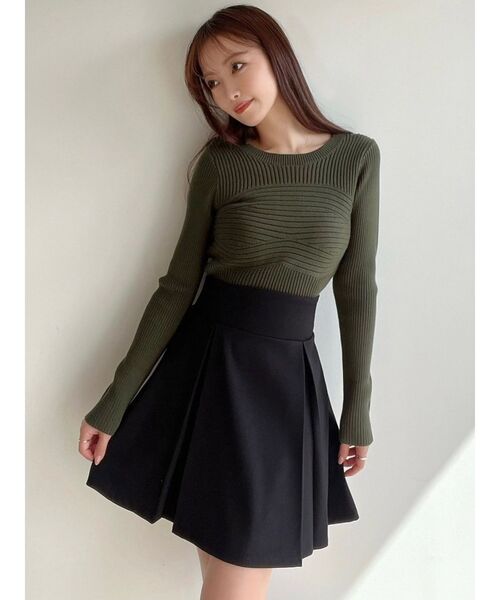 RESEXXY（リゼクシー）の「ハイウエストフレアミニスカート（スカート・レディース・ベージュ/ブラック/アイボリー・FREE）」の5枚目の写真