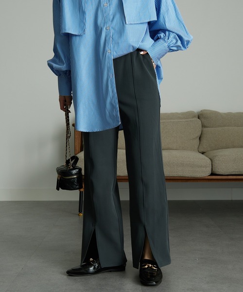 RANAN（ラナン）の「[低身長サイズ有]美脚シルエットスリットフレアパンツ（その他パンツ・レディース・チャコール/ブラック/ライトグレー/ロイヤルブルー/ライトピンク/ブルー系その他・LL/S/M/L）」の16枚目の写真