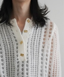 トップス ganni polo lace mohair knit Ganni Mohair Lace Polo - Bright White | Garmentory