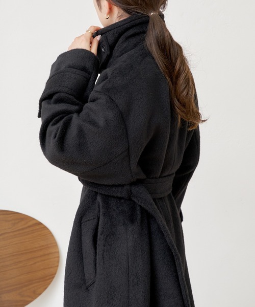 Chico(チコ)の「シャギースタンドオーバーロングコート(ステンカラーコート・レディース・アイボリー/グレイッシュベージュ/ブラック・FREE)」の12枚目の写真