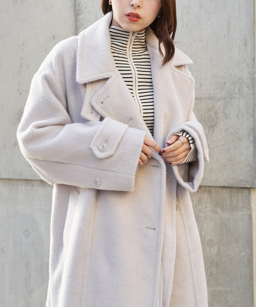 Chico(チコ)の「シャギースタンドオーバーロングコート(ステンカラーコート・レディース・アイボリー/グレイッシュベージュ/ブラック・FREE)」の17枚目の写真