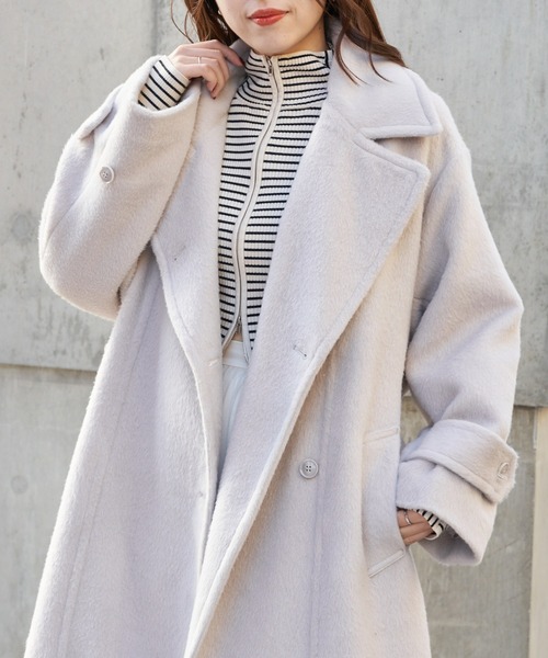 Chico(チコ)の「シャギースタンドオーバーロングコート(ステンカラーコート・レディース・アイボリー/グレイッシュベージュ/ブラック・FREE)」の19枚目の写真