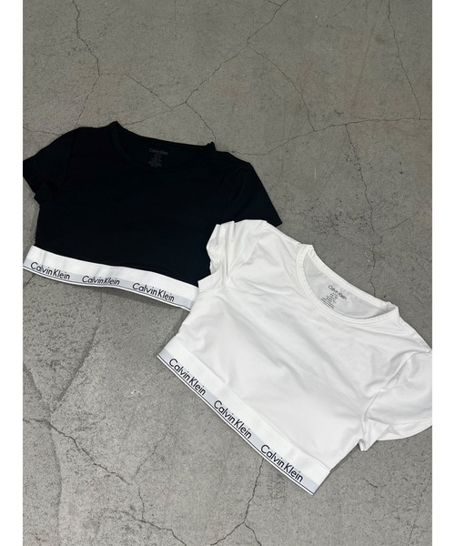 Calvin Klein（カルバン・クライン）の「CalvinKlein T-SHIRT BRALETTE（Tシャツ/カットソー・レディース・ブラック/グレー/オフホワイト・SMALL）」の4枚目の写真