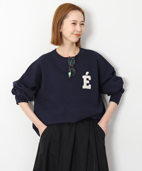今季！スローブイエナ　サガラ刺繍スウェットライクニット　ベージュ サガラ刺繍スウェットライクニット（ニット/セーター）｜SLOBE