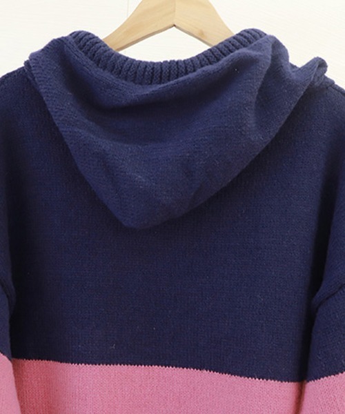 Miniministore(ミニミニストア)の「ニットパーカー ボーダー柄レディース韓国(ニット/セーター・レディース・ホワイト×ネイビー/ピンク・フリー)」の21枚目の写真