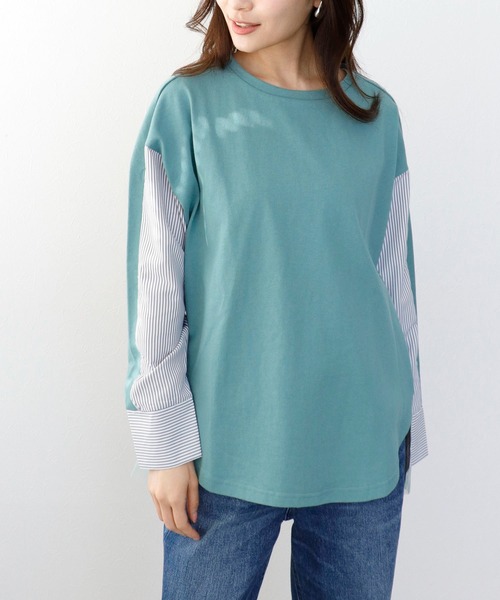 Jines(ジネス)の「バックチュールドッキングトップス(Tシャツ/カットソー・レディース・ミント・38)」の14枚目の写真