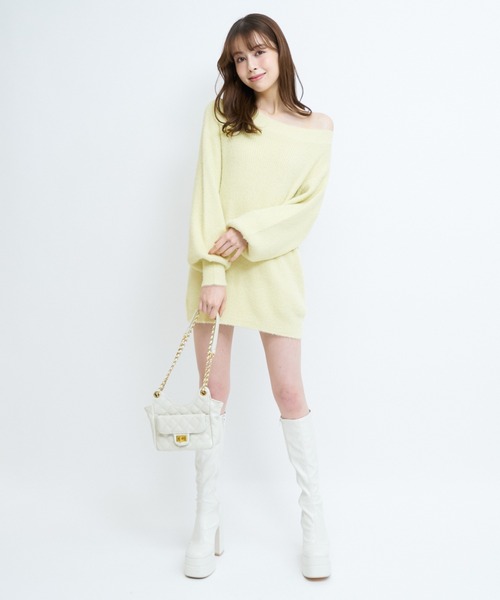 ROYAL PARTY(ロイヤルパーティー)の「ラメシャギーニットミニワンピース(ワンピース・レディース・イエロー/ブラック/パープル/ベージュ・FREE)」の21枚目の写真