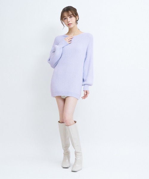 ROYAL PARTY(ロイヤルパーティー)の「ラメシャギーニットミニワンピース(ワンピース・レディース・イエロー/ブラック/パープル/ベージュ・FREE)」の22枚目の写真