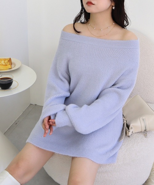 ROYAL PARTY(ロイヤルパーティー)の「ラメシャギーニットミニワンピース(ワンピース・レディース・イエロー/ブラック/パープル/ベージュ・FREE)」の11枚目の写真