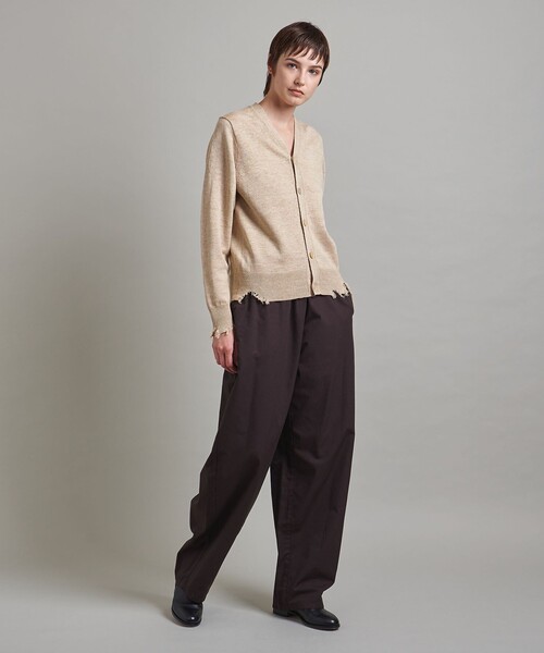 【極美品LOEFF】ダメージリネンカーディガン ベージュ LOEFF(ロエフ)の「<LOEFF>ダメージ Vネックカーディガン