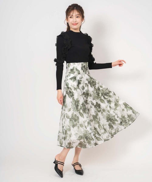 NOELA(ノエラ)の「ビスチェ切替フラワープリントスカート(スカート・レディース・オレンジ/カーキ/ブルー・S/M)」の8枚目の写真