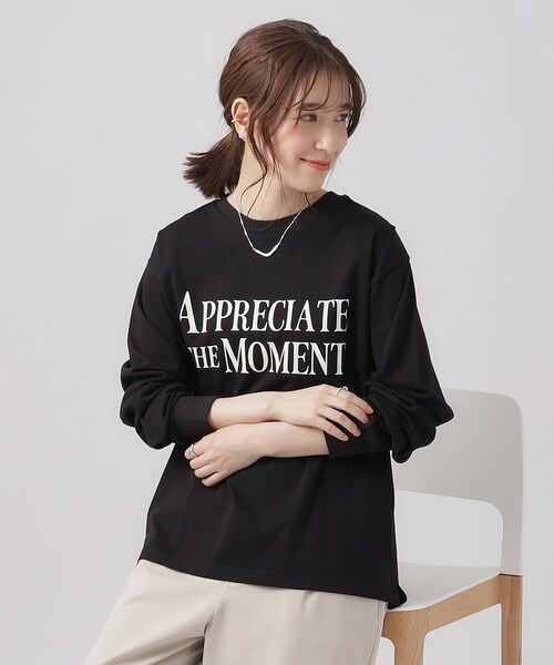 SHOO・LA・RUE（シューラルー）の「◆プリントロングスリーブTシャツ（Tシャツ/カットソー・レディース・ベージュ系その他4/ブラック系2/グレー系/グリーン系3/ピンク系その他/ホワイト系その他/ライトブルー/ホワイト・02/03/04）」の4枚目の写真