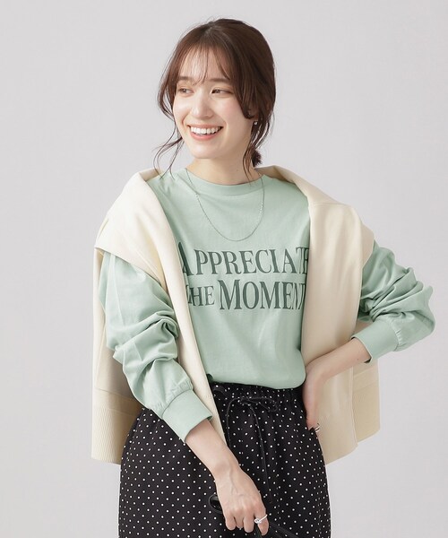 SHOO・LA・RUE（シューラルー）の「◆プリントロングスリーブTシャツ（Tシャツ/カットソー・レディース・ベージュ系その他4/ブラック系2/グレー系/グリーン系3/ピンク系その他/ホワイト系その他/ライトブルー/ホワイト・02/03/04）」の6枚目の写真