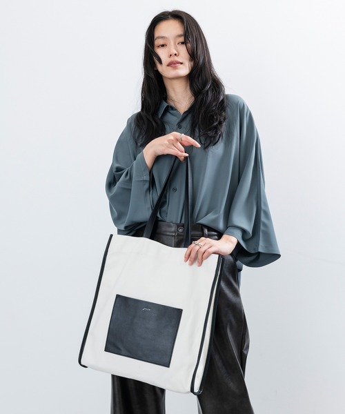 JUNRED(ジュンレッド)の「フェイクレザーポケットトートバッグ(トートバッグ・メンズ・ホワイト/ホワイト系その他/ブラック・FREE)」の15枚目の写真