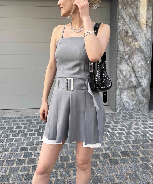 SPIRALGIRL（スパイラルガール）の「ウエストマークプリーツミニワンピース（ワンピース・レディース・ブラック/グレー/チェック・FREE）」の10枚目の写真