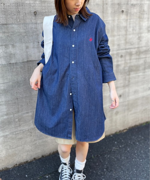 BEVERLY HILLS POLO CLUB（ビバリーヒルズポロクラブ）の「【BEVERLY HILLS POLO CLUB】ワンポイントロゴBIGシルエット長袖シャツ 4187-0140（シャツ/ブラウス・レディース・ブルー/グリーン/グリーン系その他2/ブルー系その他2/ブルー系その他3/インディゴブルー/サックスブルー/オフホワイト/ブラック/レッド/ベージュ/イエロー/グリーン系その他3・FREE）」の9枚目の写真