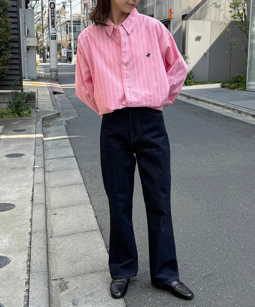 BEVERLY HILLS POLO CLUB（ビバリーヒルズポロクラブ）の「【BEVERLY HILLS POLO CLUB】ワンポイントロゴBIGシルエット長袖シャツ 4187-0140（シャツ/ブラウス・レディース・ブルー/グリーン/グリーン系その他2/ブルー系その他2/ブルー系その他3/インディゴブルー/サックスブルー/オフホワイト/ブラック/レッド/ベージュ/イエロー/グリーン系その他3・FREE）」の21枚目の写真