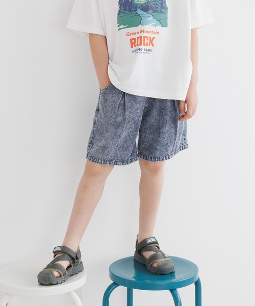 BAYFLOW（ベイフロー）の「ケミカルデニムハーフパンツ（KIDS）（デニムパンツ・キッズ・ブラック系/ブルー系・110cm/120cm/130cm/140cm/150cm）」の2枚目の写真