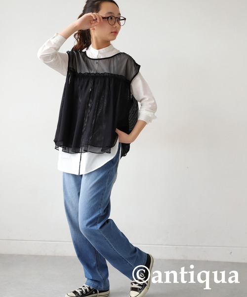 antiqua（アンティカ）の「シアートップス（シャツ/ブラウス・キッズ・ブラック・M/S）」の16枚目の写真