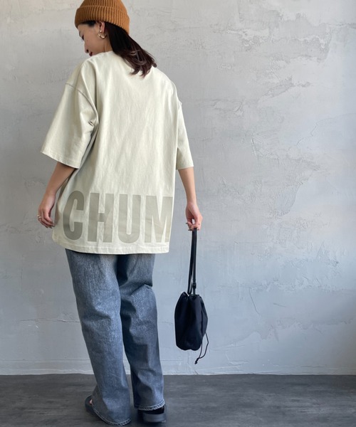 CHUMS（チャムス）の「[CHUMS/チャムス] オーバーサイズ チャムスロゴ バックプリントTシャツ（Tシャツ/カットソー・レディース・ホワイト/ブラック/グレイッシュベージュ/ブルーグリーン・M/L/XL）」の3枚目の写真
