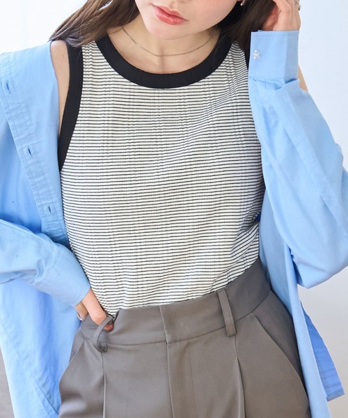 WEGO（ウィゴー）の「WEGO/シンプルタンク（タンクトップ・レディース・ホワイト/ブラック系その他5/ブラック/ホワイト系その他5・FREE）」の2枚目の写真