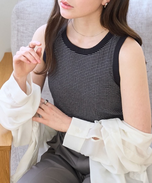 WEGO（ウィゴー）の「WEGO/シンプルタンク（タンクトップ・レディース・ホワイト/ブラック系その他5/ブラック/ホワイト系その他5・FREE）」の4枚目の写真