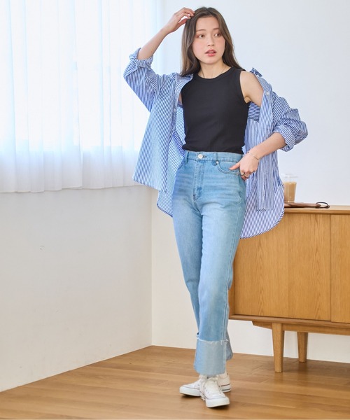 WEGO（ウィゴー）の「WEGO/シンプルタンク（タンクトップ・レディース・ホワイト/ブラック系その他5/ブラック/ホワイト系その他5・FREE）」の7枚目の写真