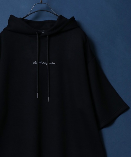 ANPAS（アンパス）の「ANPAS Ponte Fabric 1Point Embroidery Oversized Hoodie/ANPAS 別注 ポンチ ワンポイント刺繍 オーバーサイズ パーカー プチ刺繍 半袖パーカー（パーカー・メンズ・グレイッシュベージュ/ブラック/チャコール/グレー/オフホワイト/サックスブルー/ベージュ系その他/ブルー系その他/グレー系その他/ブラック系その他2/グレー系その他4/グレー系その他3/グレー系その他2/ベージュ系その他2/ブルー系その他2/ホワイト系その他2/ホワイト系その他/ブラック系その他・L/M）」の6枚目の写真