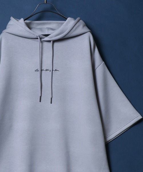 ANPAS（アンパス）の「ANPAS Ponte Fabric 1Point Embroidery Oversized Hoodie/ANPAS 別注 ポンチ ワンポイント刺繍 オーバーサイズ パーカー プチ刺繍 半袖パーカー（パーカー・メンズ・グレイッシュベージュ/ブラック/チャコール/グレー/オフホワイト/サックスブルー/ベージュ系その他/ブルー系その他/グレー系その他/ブラック系その他2/グレー系その他4/グレー系その他3/グレー系その他2/ベージュ系その他2/ブルー系その他2/ホワイト系その他2/ホワイト系その他/ブラック系その他・L/M）」の9枚目の写真