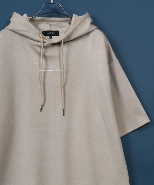 ANPAS（アンパス）の「ANPAS Ponte Fabric 1Point Embroidery Oversized Hoodie/ANPAS 別注 ポンチ ワンポイント刺繍 オーバーサイズ パーカー プチ刺繍 半袖パーカー（パーカー・メンズ・グレイッシュベージュ/ブラック/チャコール/グレー/オフホワイト/サックスブルー/ベージュ系その他/ブルー系その他/グレー系その他/ブラック系その他2/グレー系その他4/グレー系その他3/グレー系その他2/ベージュ系その他2/ブルー系その他2/ホワイト系その他2/ホワイト系その他/ブラック系その他・L/M）」の14枚目の写真