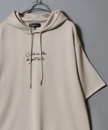 ANPAS（アンパス）の「ANPAS Ponte Fabric Embroidery Oversized Hoodie Tee/ANPAS 別注 接触冷感 ポンチ ワンポイント刺繍 オーバーサイズ Tパーカー 半袖 フーディー メンズ レディース（パーカー）」