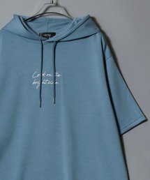 ANPAS（アンパス）の「ANPAS Ponte Fabric Embroidery Oversized Hoodie Tee/ANPAS 別注 接触冷感 ポンチ ワンポイント刺繍 オーバーサイズ Tパーカー 半袖 フーディー メンズ レディース（パーカー）」