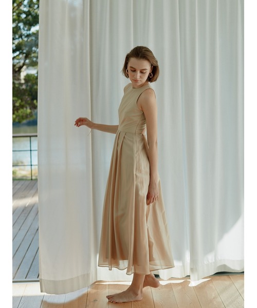 LIBJOIE（リブジョア）の「オーガンジーフレアタックワンピース（ワンピース・レディース・アイボリー/ブラック/ベージュ・S/M）」の15枚目の写真