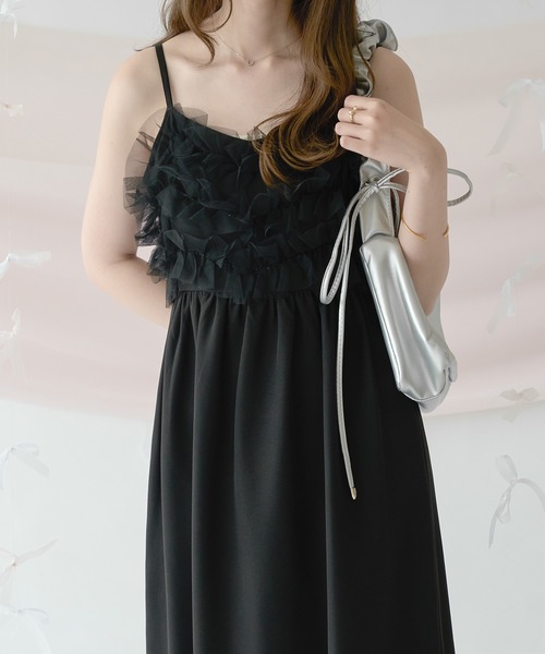 Ambre Neige(アンブルネージュ)の「チュールフレアキャミワンピース/【WEB/EC限定商品】(ワンピース・レディース・アイボリー/ブラック/チャコールグレー/ベージュ・FREE)」の2枚目の写真