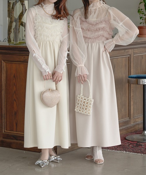 Ambre Neige(アンブルネージュ)の「チュールフレアキャミワンピース/【WEB/EC限定商品】(ワンピース・レディース・アイボリー/ブラック/チャコールグレー/ベージュ・FREE)」の21枚目の写真