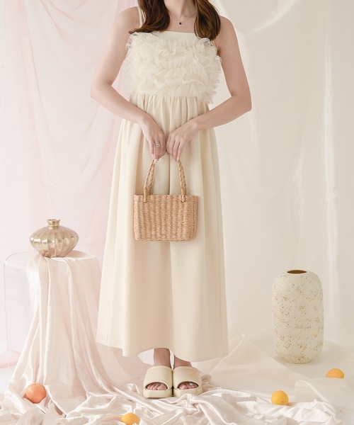 Ambre Neige(アンブルネージュ)の「チュールフレアキャミワンピース/【WEB/EC限定商品】(ワンピース・レディース・アイボリー/ブラック/チャコールグレー/ベージュ・FREE)」の9枚目の写真