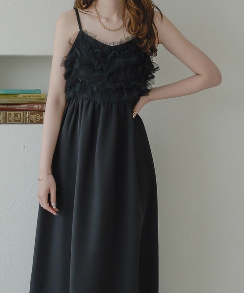 Ambre Neige(アンブルネージュ)の「チュールフレアキャミワンピース/【WEB/EC限定商品】(ワンピース・レディース・アイボリー/ブラック/チャコールグレー/ベージュ・FREE)」の10枚目の写真