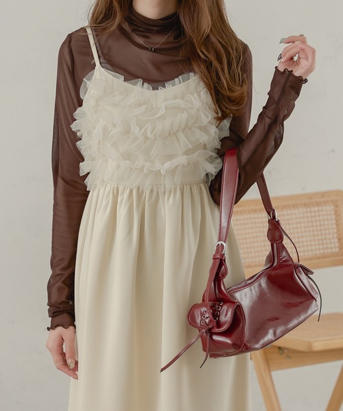 Ambre Neige(アンブルネージュ)の「チュールフレアキャミワンピース/【WEB/EC限定商品】(ワンピース・レディース・アイボリー/ブラック/チャコールグレー/ベージュ・FREE)」の11枚目の写真