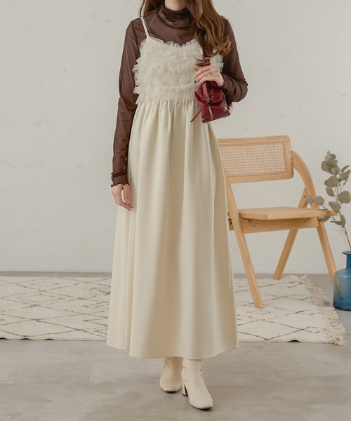 Ambre Neige(アンブルネージュ)の「チュールフレアキャミワンピース/【WEB/EC限定商品】(ワンピース・レディース・アイボリー/ブラック/チャコールグレー/ベージュ・FREE)」の12枚目の写真