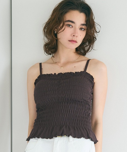 カップ付き シャーリングブラ カップ付きシャーリングキャミ[外で着られるブラトップスOUT BRA