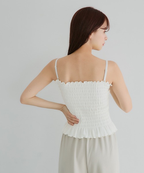 coca（coca）（コカ）の「カップ付きシャーリングキャミ[外で着られるブラトップスOUT BRA]（キャミソール・レディース・アイボリー/ライトベージュ/ブラック/レッド/A/チャコール/ライトピンク/ブラウン/B・S/M/L）」の12枚目の写真