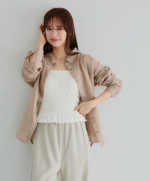 coca（coca）（コカ）の「カップ付きシャーリングキャミ[外で着られるブラトップスOUT BRA]（キャミソール・レディース・アイボリー/ライトベージュ/ブラック/レッド/A/チャコール/ライトピンク/ブラウン/B・S/M/L）」の13枚目の写真